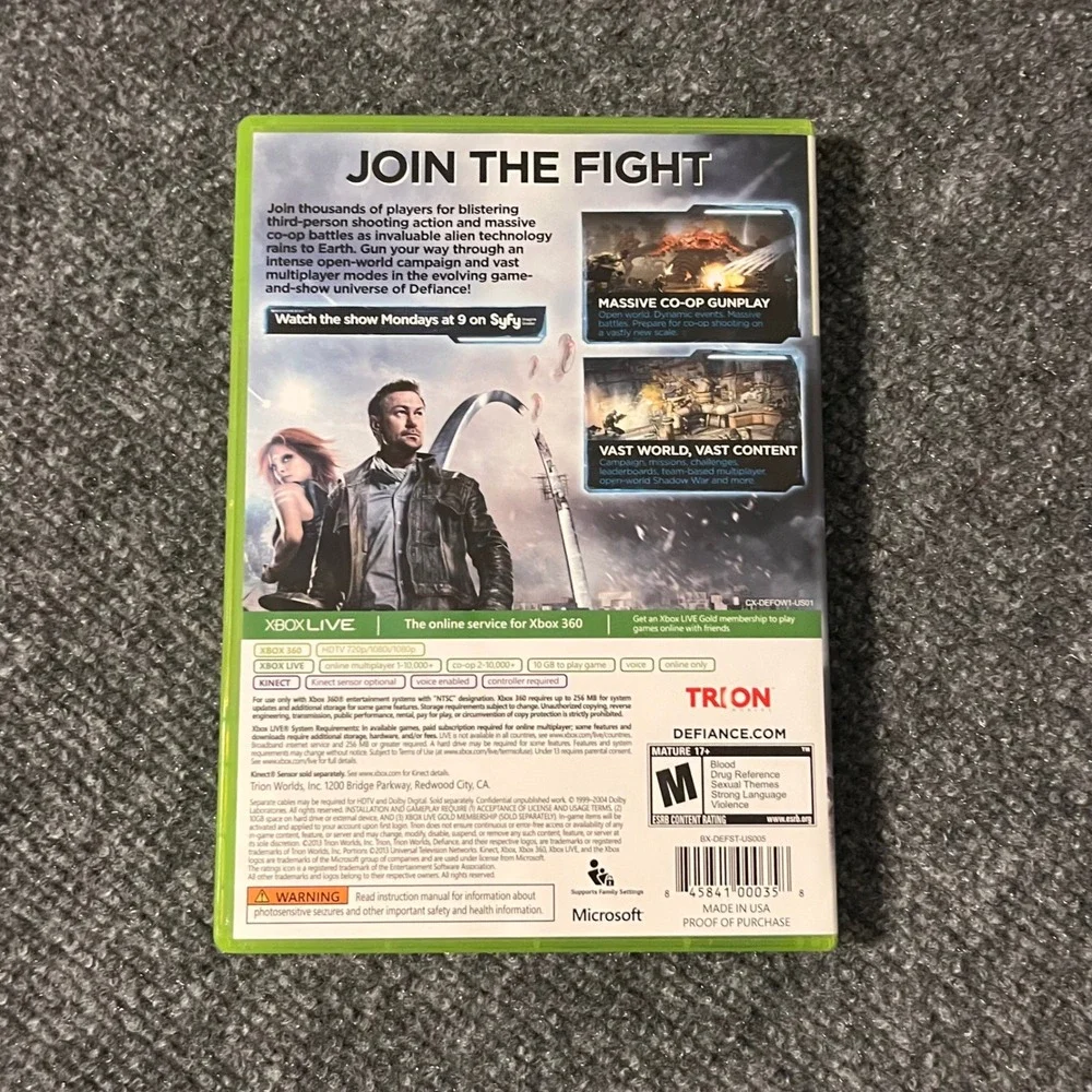 Defiance Xbox 360 Game Trion Worlds CIB Complete with Manual and Stickers
